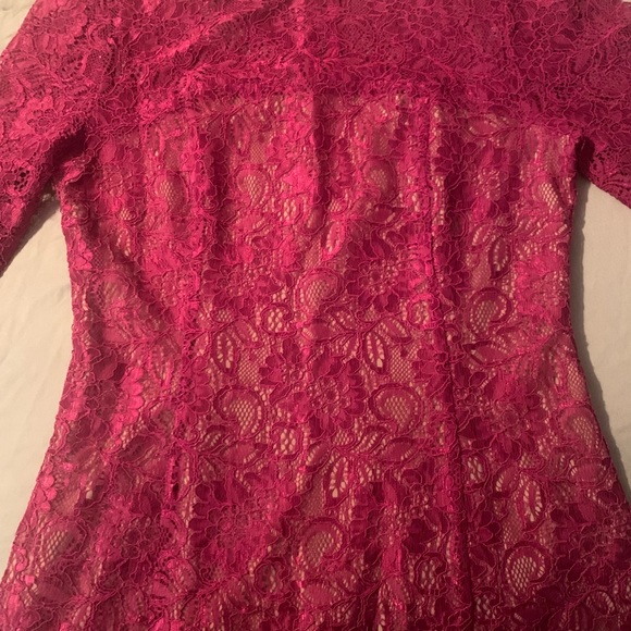 Ladylike Bold Pink Silk dress with nude underlining for a class y yet sexy look. - Picture 3 of 3